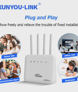 Krachtige 4G LTE WiFi Router met WiFi 6, 300Mbps Snelheid en SIM-kaart ondersteuning voor 32 apparaten