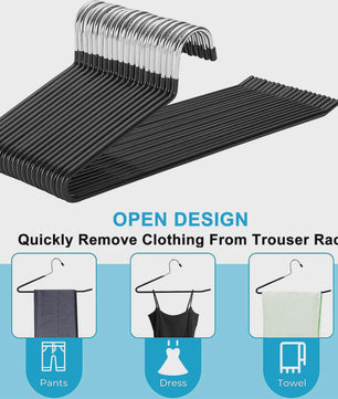 30-Pack Metalen Kledinghangers - Ruimtebesparend met Open Design voor Broeken, Jeans, Handdoeken & Sjaals