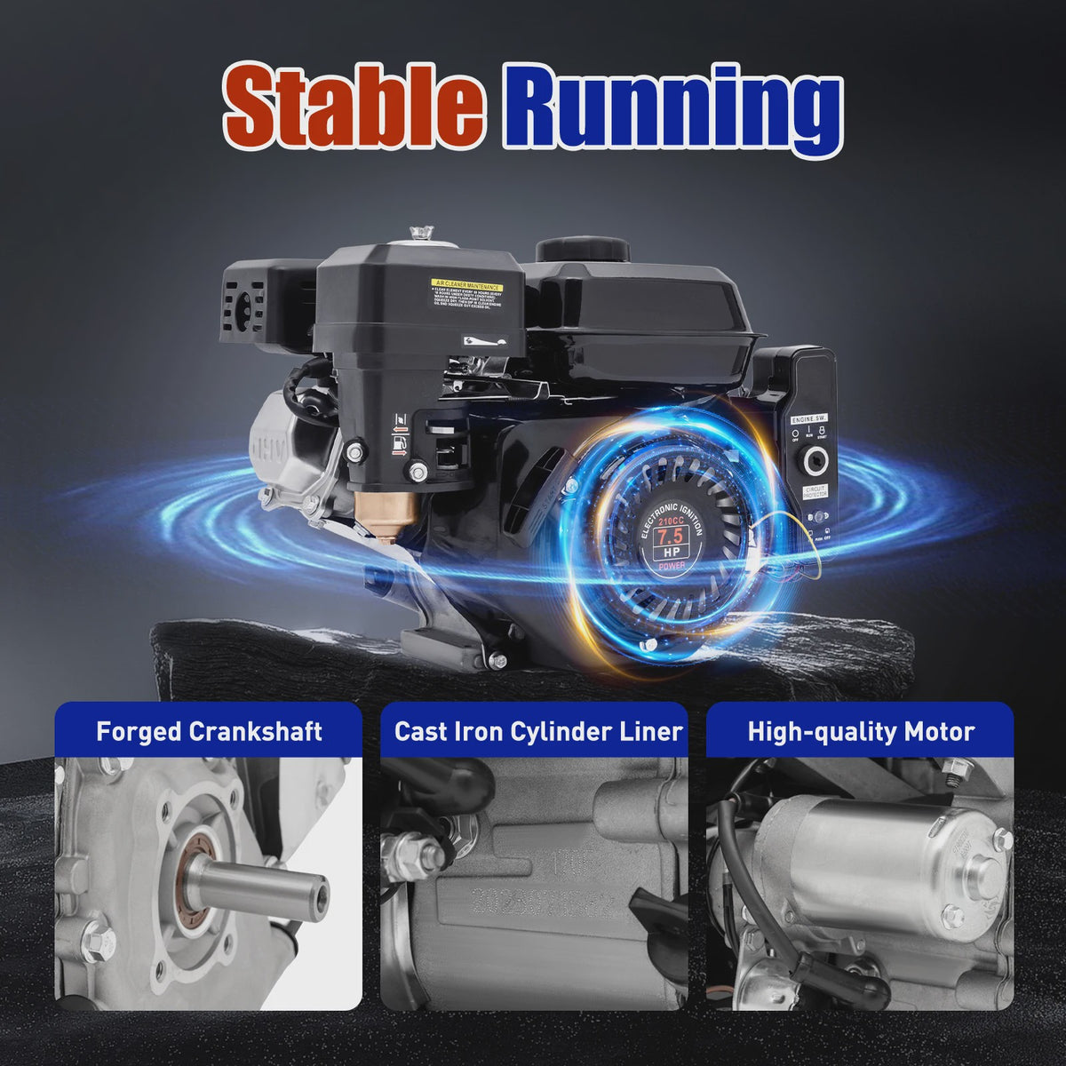 Krachtige 7.5HP 4-Takt Benzinemotor (212cc) met Elektrische Start & 3600 RPM - Industriële Kwaliteit Go-Kart Motor