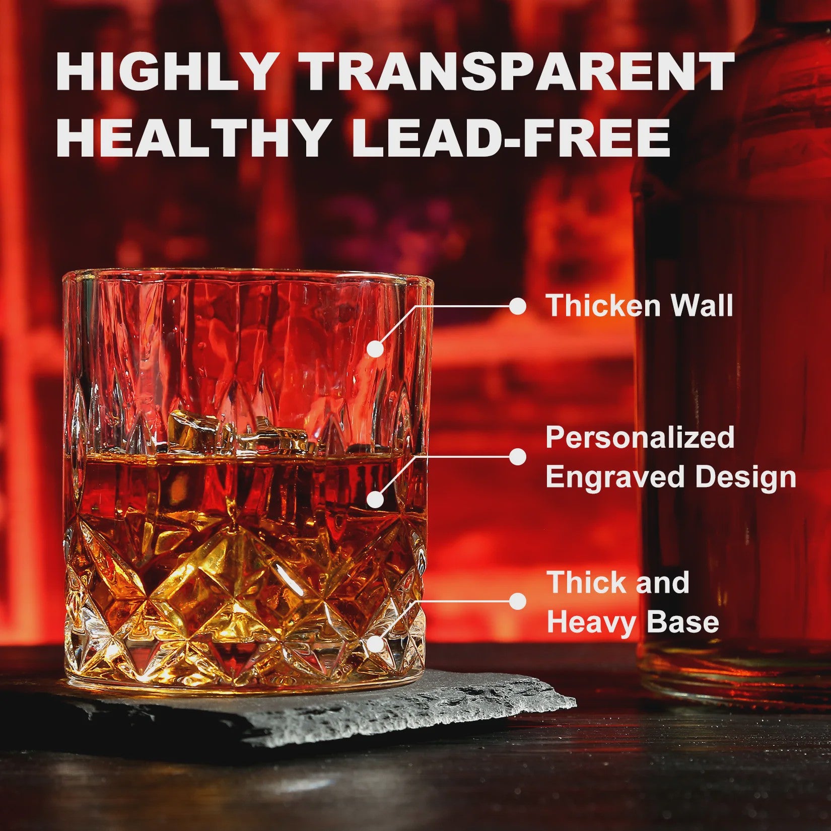 Luxe Whiskey Set met Glazen en Granieten Stenen - Houten Cadeaubox