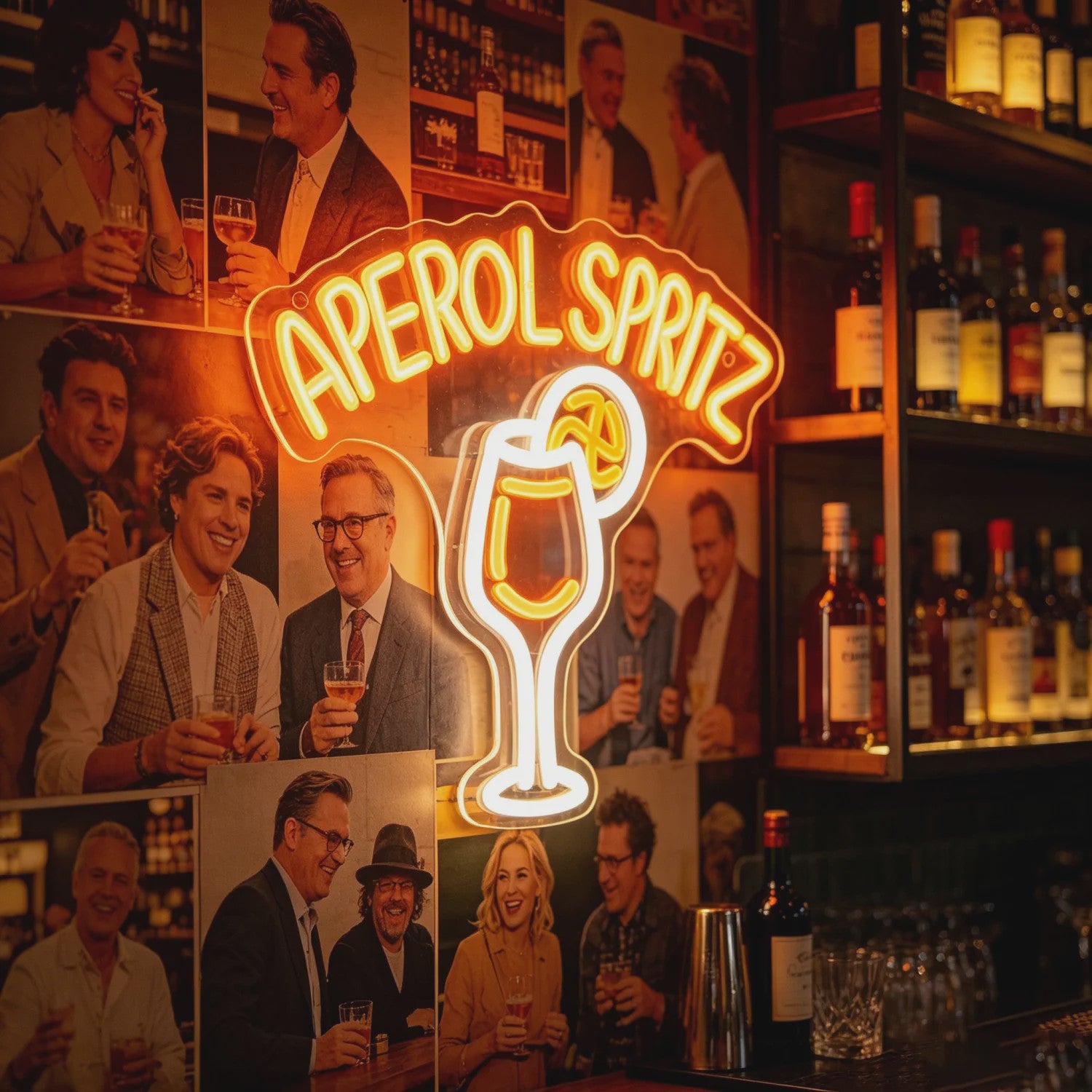 Aperol Spritz Neon LED Lichtbord - Cocktail Glas Decoratie