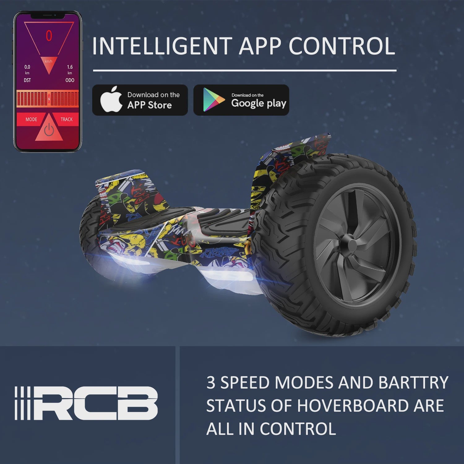 RCB Hoverboard 8.5 Inch Zelfbalancerend met App Controle, Bluetooth & LED Verlichting