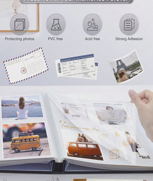 Linnen Fotoalbum Zelfklevend - DIY Scrapbook voor 2x3 tot 8x10 Inch Foto's