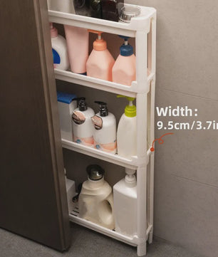 Smalle Opbergkast met Wielen - Ruimtebesparend Trolley Rek voor Badkamer & Keuken