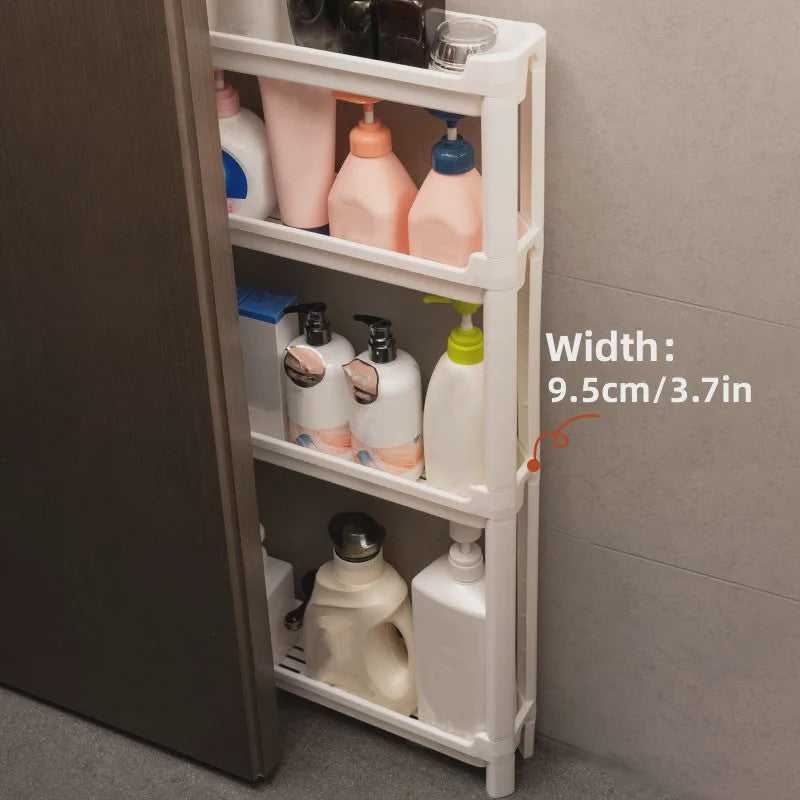 Smalle Opbergkast met Wielen - Ruimtebesparend Trolley Rek voor Badkamer & Keuken