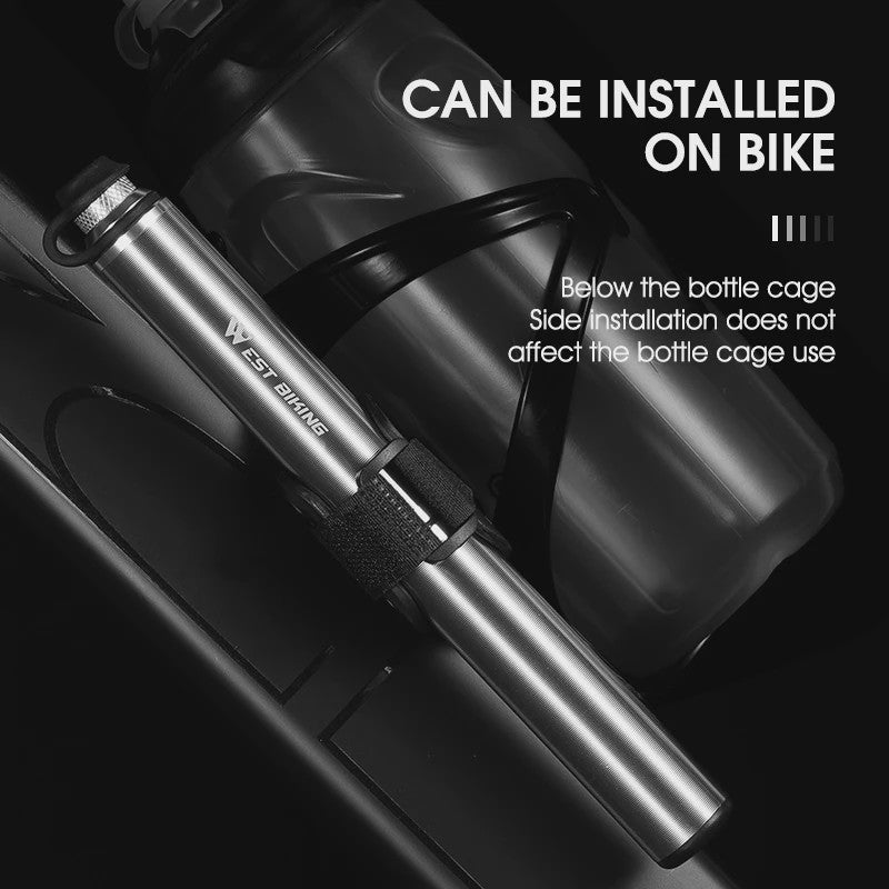 WEST BIKING Mini Fietspomp Aluminium 160PSI Draagbaar Schrader/Presta Ventiel MTB Racefiets
