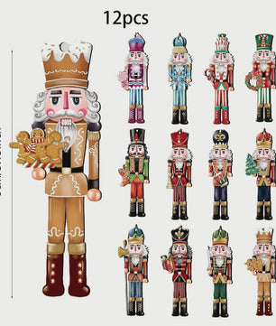 12x Houten Notenkraker Kersthanger - Decoratie voor Kerstboom & Nieuwjaar