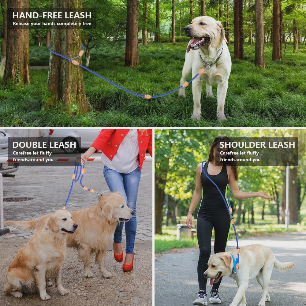 Verstelbare Nylon Dubbele Hondenlijn - Handsfree en Multifunctioneel voor 1 of 2 Honden