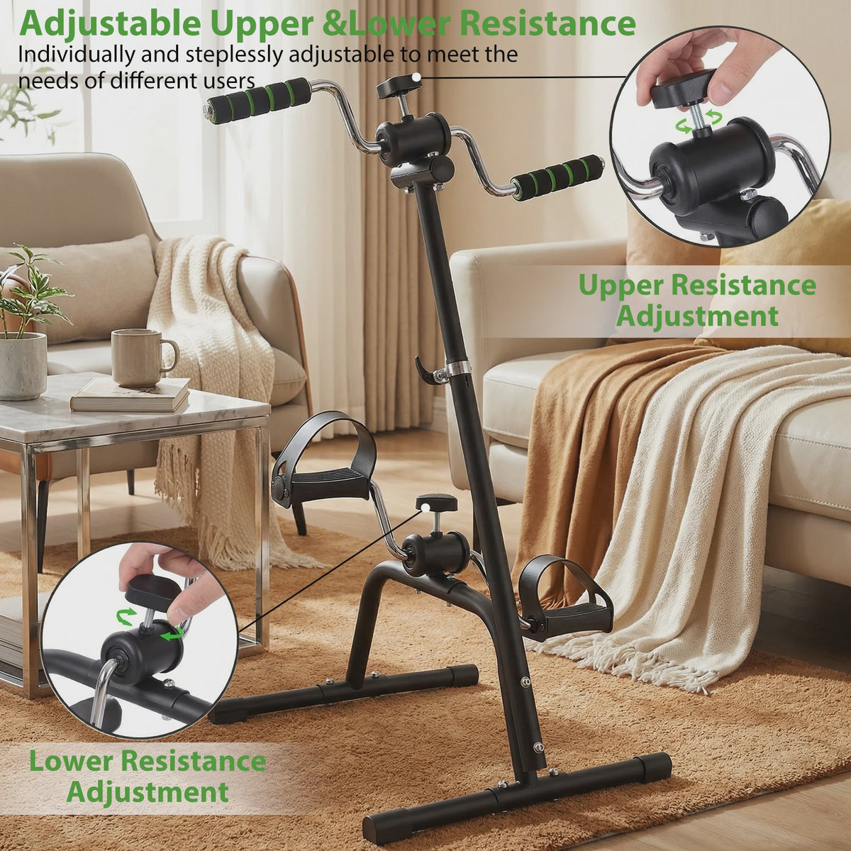 Compacte Hometrainer Fiets voor Benen en Armen - Verstelbare Weerstand - Ideaal voor Senioren en Zittend Gebruik