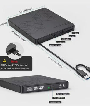 Externe 5-in-1 Blu-ray Drive: BD/DVD/CD Brander & Lezer voor Laptop & PC
