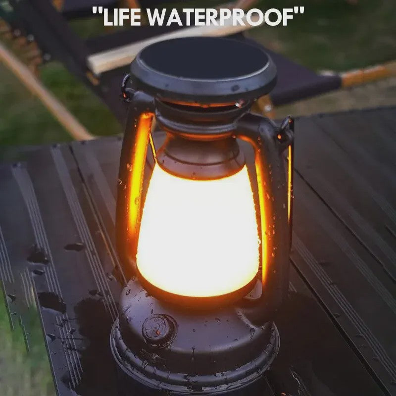 Retro Camping Lantaarn met Sfeerverlichting - Oplaadbaar & Dimbaar