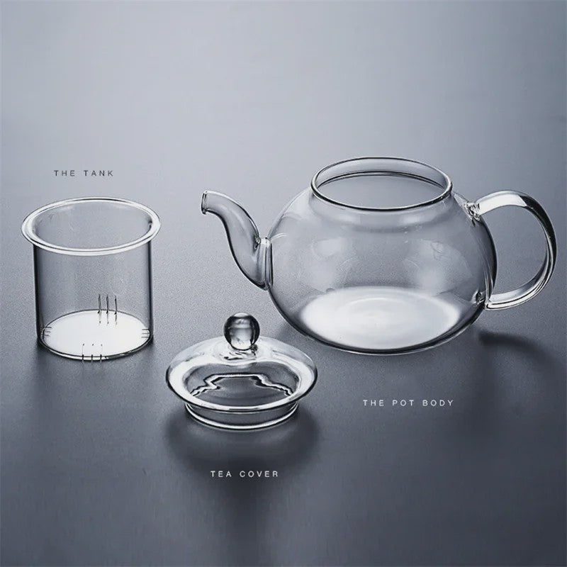 Glazen Theepot met Filter - Hittebestendig Borosilicaatglas - 400ml tot 1000ml
