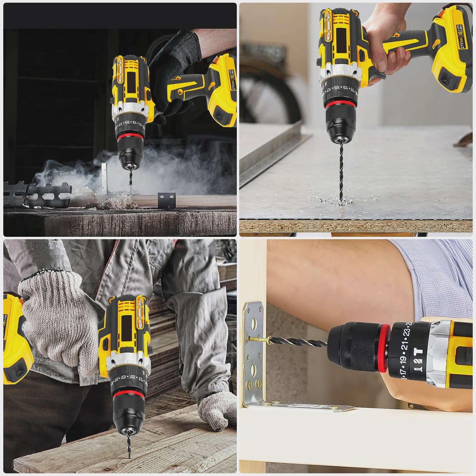 21V Accuboormachine met Klopfunctie & 120-delige Accessoireset - 45Nm Koppel, 25+3 Snelheden