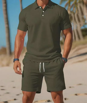 Zomerse Heren Polo Shirt en Mesh Shorts Set - Casual & Ademend - Plus Size