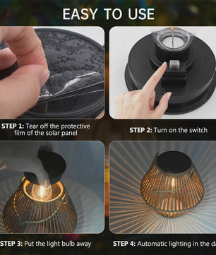 Zonne-energie Lantaarn voor Buiten - Waterdichte Hangende Rotan Decoratie voor Tuin & Terras