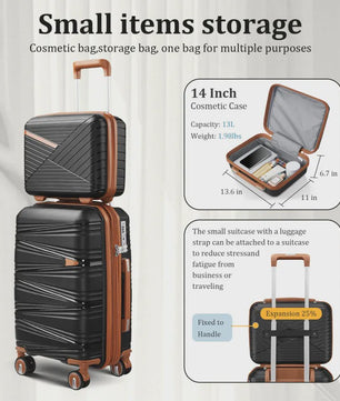 4-delige Hardcase Koffer Set: PP Materiaal, Lichtgewicht, Combinatieslot, 20/24/28 Inch Koffers + 14 Inch Make-up Tas