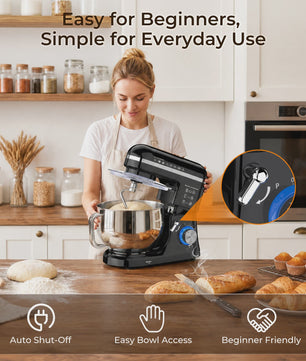 Patbrela Keukenmachine 5L - Krachtige Planetaire Mixer met 10 Snelheden voor Deeg, Cake en Koekjes