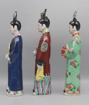 Handgeschilderde Porseleinen Beeldjes: Chinese Prinsessen & Keizerinnen Qing Dynastie