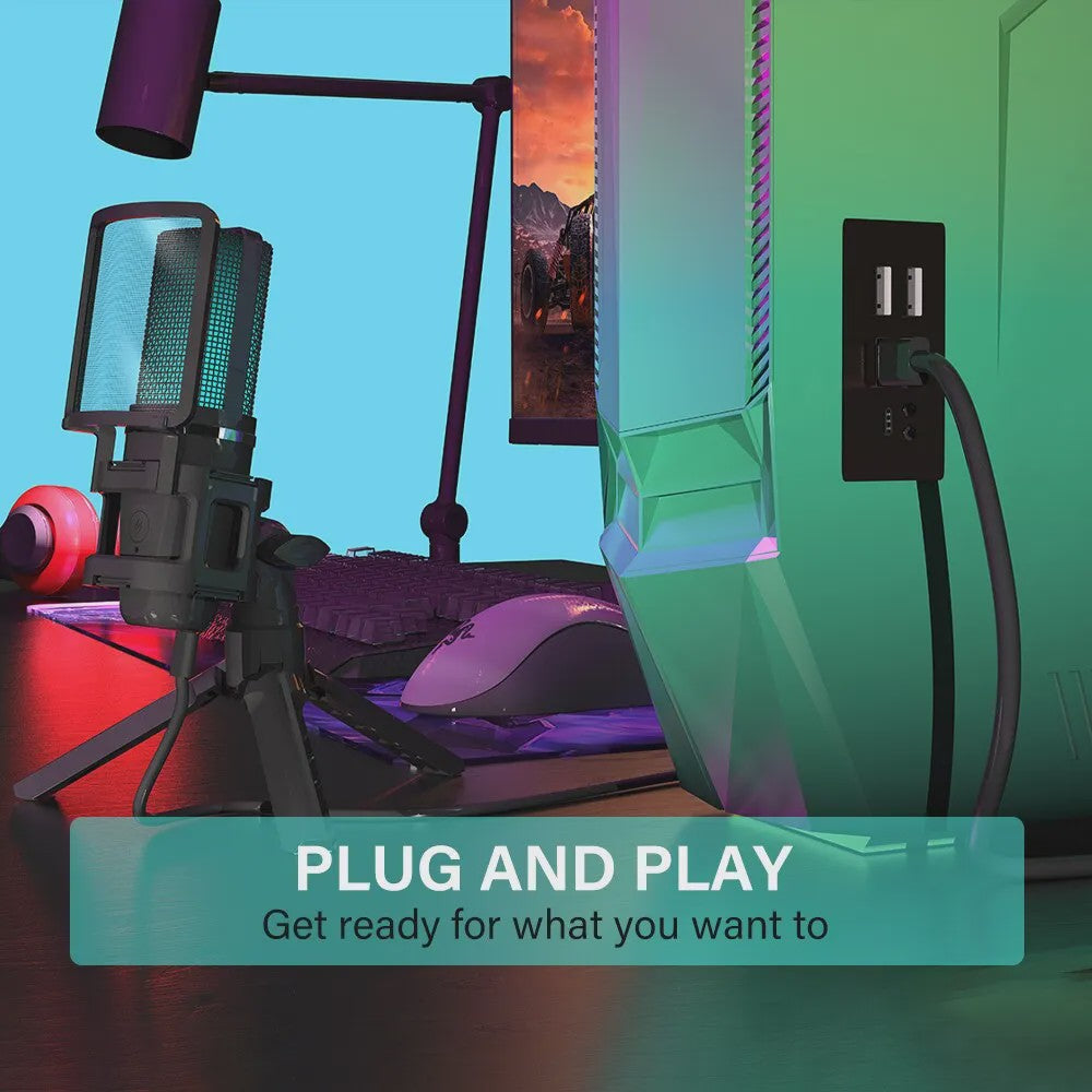 Zealsound RGB Opname Microfoon met Arm & Statief - USB Condenser voor Gaming, Podcast & Streaming