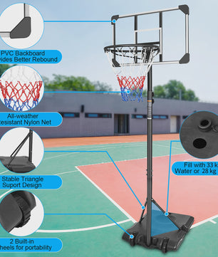 Draagbare Basketbalpaal Verstelbaar 170-213 cm met Wielen - Indoor & Outdoor