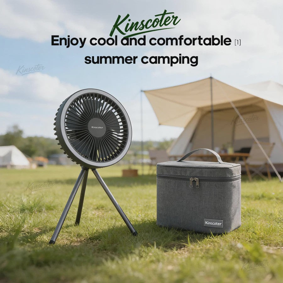 Draagbare Camping Ventilator met 10000mAh Batterij, LED Verlichting & Powerbank Functie