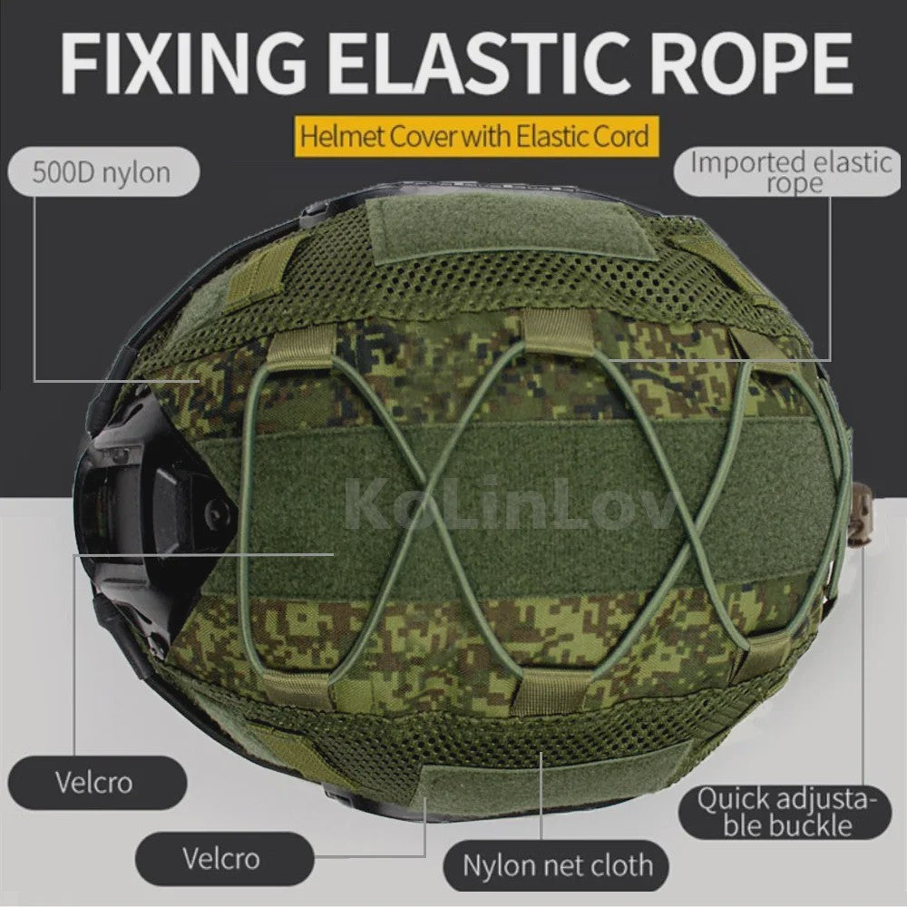 Tactische Helm Cover met Elastisch Koord voor Fast Helm - Airsoft & Paintball Camouflage