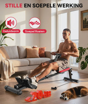Home Roeitrainer Hydraulisch - 12 Weerstandsniveaus, 180kg Capaciteit, Full Body Workout