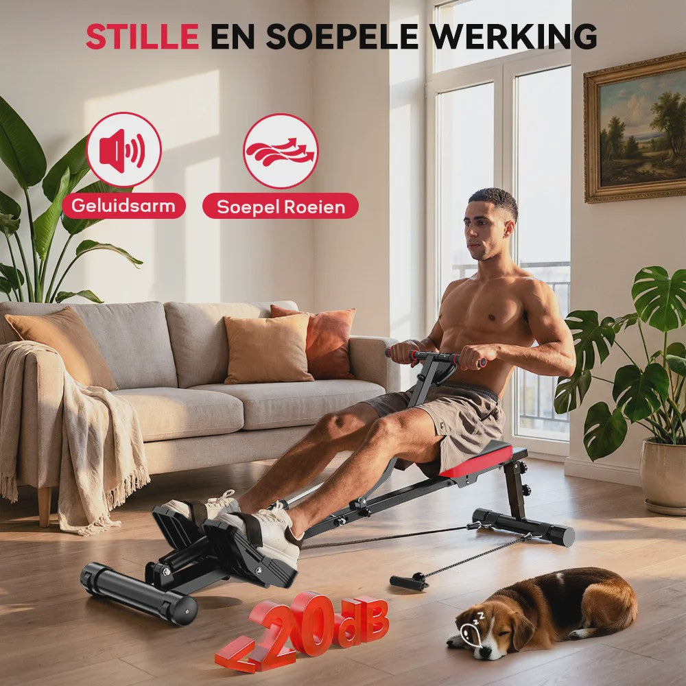 Home Roeitrainer Hydraulisch - 12 Weerstandsniveaus, 180kg Capaciteit, Full Body Workout