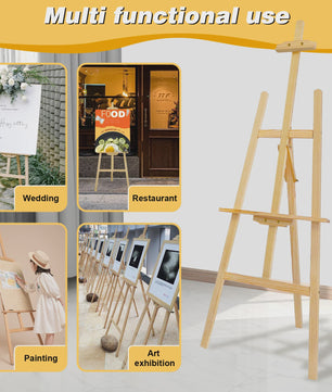 Professionele Houten A-Frame Schildersezel - 1.5m Hoog, Verstelbaar & Draagbaar