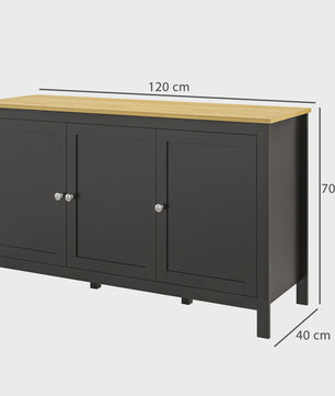 Zwarte Buffetkast met 3 Deuren en Verstelbare Legplanken - 120x40x70 cm