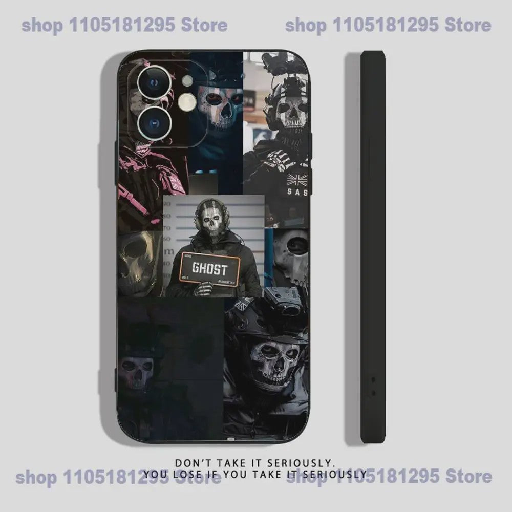 Call of Duty Ghost iPhone Hoesje - Zwart Siliconen Shockproof Beschermhoes