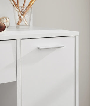 VASAGLE Kaptafel met Spiegel, Opbergvak en 2 Planken - Stijlvol Wit Design