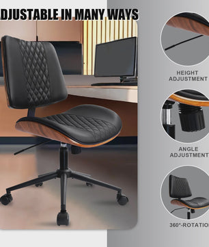 Ergonomische Bureaustoel met Walnoot Finish en Comfortabele Zitting