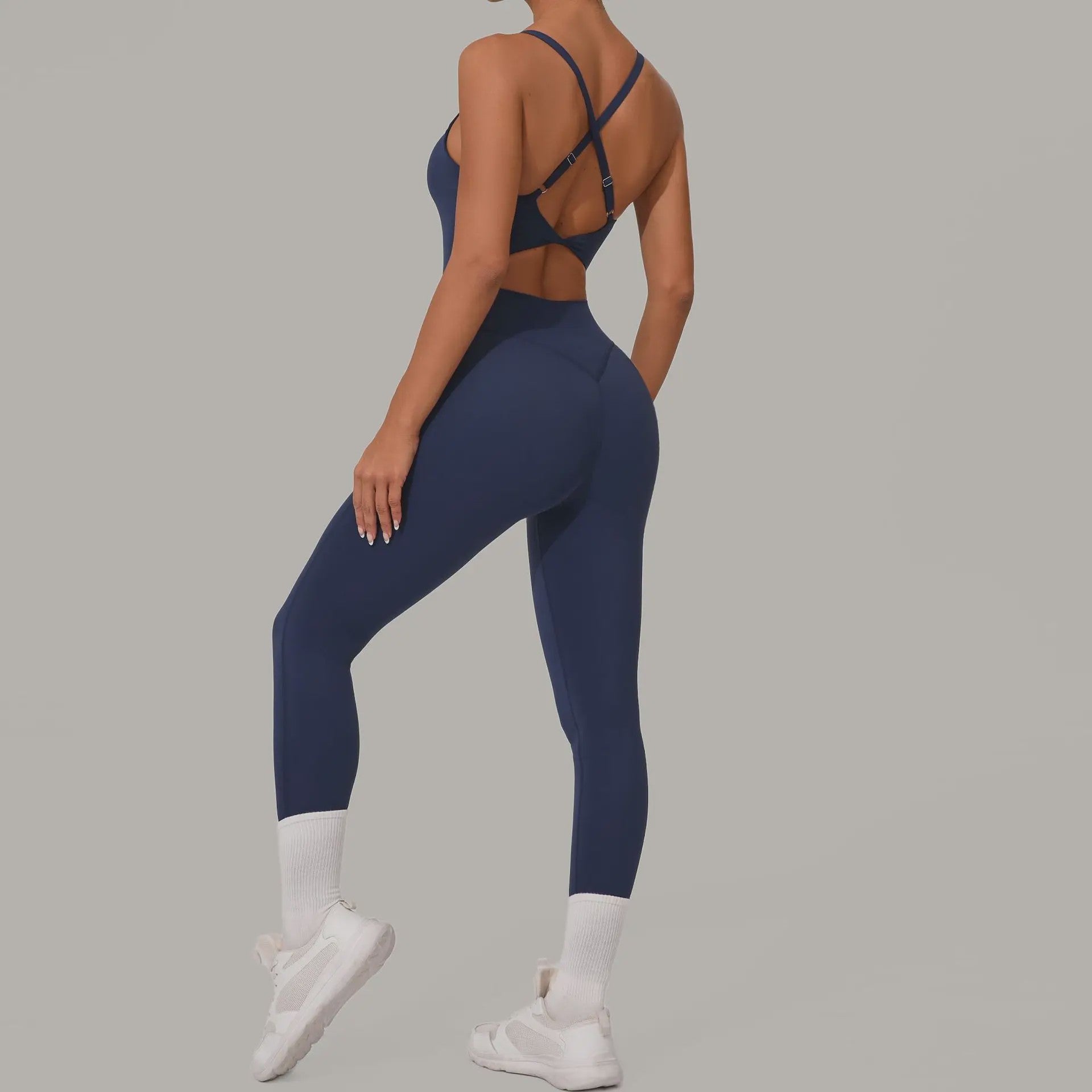Sportieve Dames Jumpsuit met Open Rug en Kruisbanden - Perfect voor Yoga, Fitness & Zomer