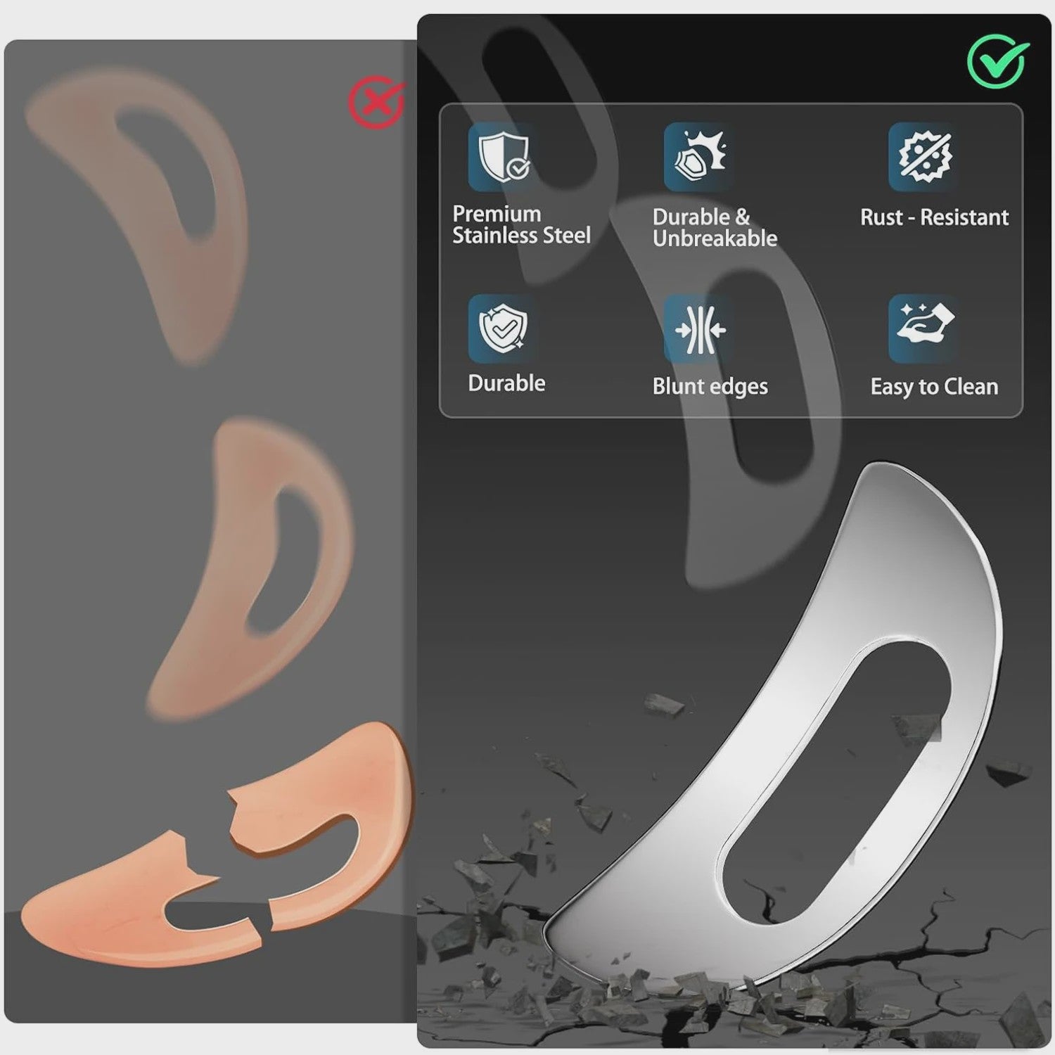 Roestvrij Staal Gua Sha Schraper - Professionele Spierontspanning & Bindweefsel Mobilisatie Tool