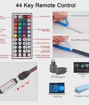 RGB LED Strip Verlichting met 44-toets Afstandsbediening - Flexibel en Sfeervol