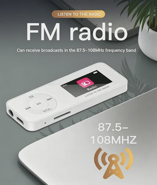 Draagbare MP3 Speler met Scherm & Bluetooth 5.3 - Ingebouwde Speaker, FM Radio, E-book & Opnamefunctie