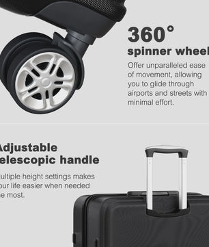 KONO Lichtgewicht ABS+PC Koffer met 4 Twin Wheels en TSA Slot - 36L tot 141L