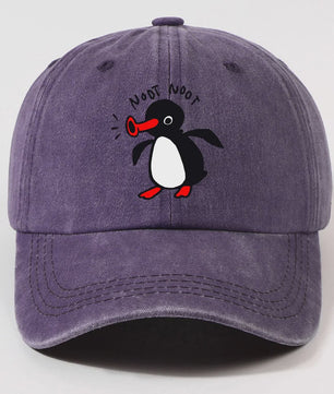 Stoere Katoenen Baseball Cap met Cartoon Pinguïn - Gebogen Klep & Zonbescherming