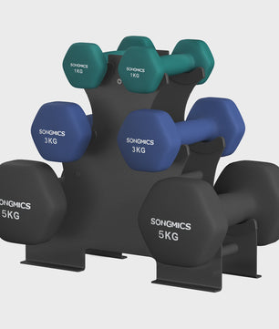 SONGMICS Dumbbell Set met Standaard - 2x1kg, 2x3kg, 2x5kg - Gecoat