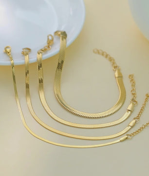Minimalistische Slangenketting Anklet - Roestvrij Staal Goudkleurig