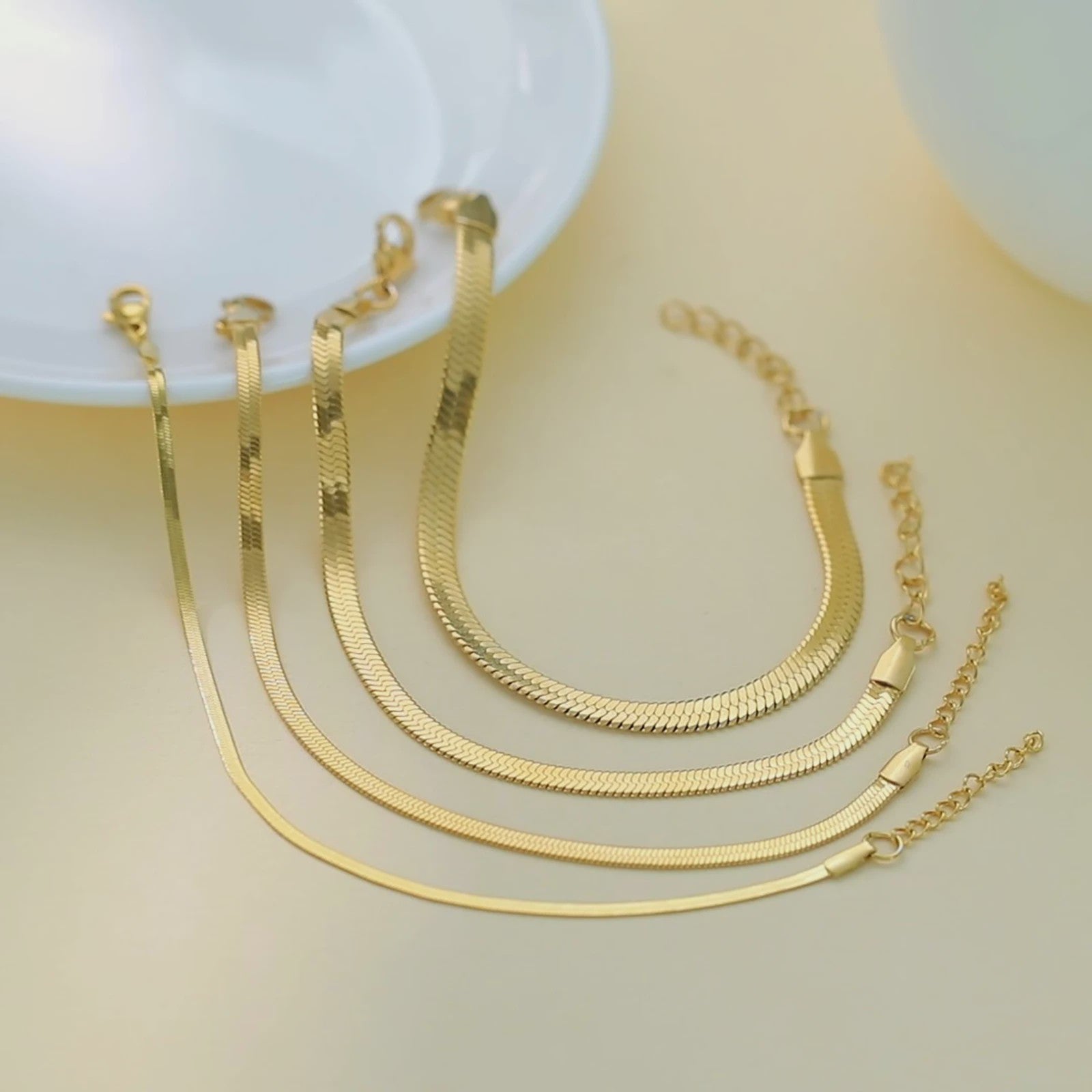 Minimalistische Slangenketting Anklet - Roestvrij Staal Goudkleurig
