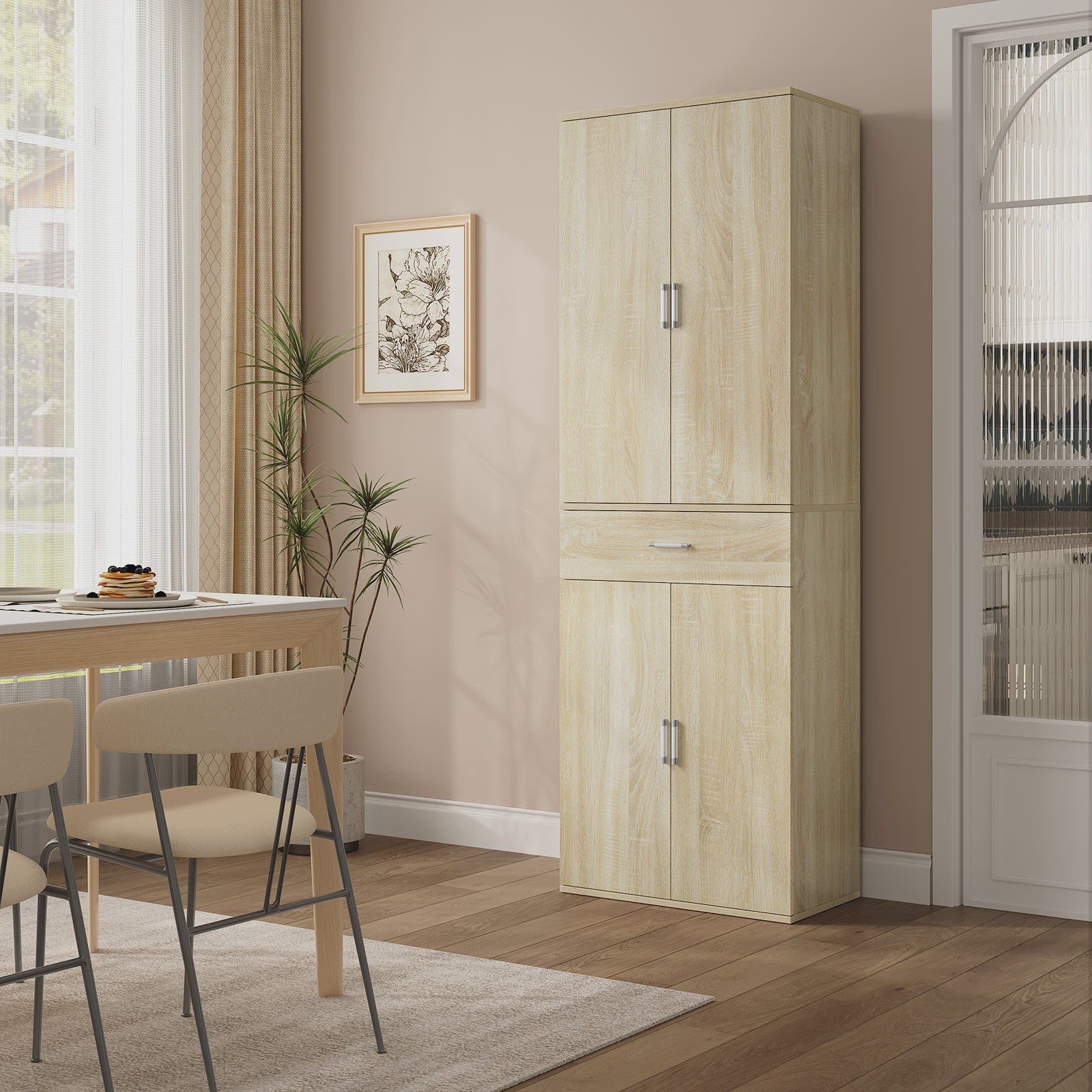 Hoge Archiefkast met Deuren en Lade - 60x180x34cm - Kantoor & Keuken Opbergmeubel