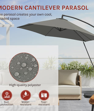 WOLTU Cantilever Parasol - Waterdicht, UV-beschermend met slinger en hoes voor tuin en terras