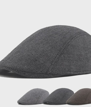 Herfst Winter Heren Flat Cap Wol Blend - Klassieke Baker Boy Pet met Visgraatpatroon