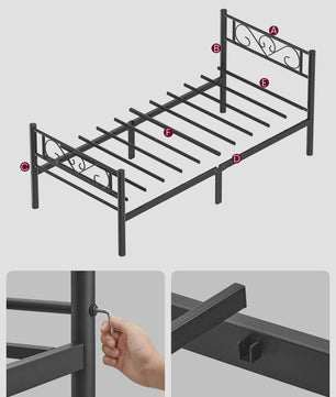 Stijlvol Metalen Bedframe 90x200 cm - Zwart