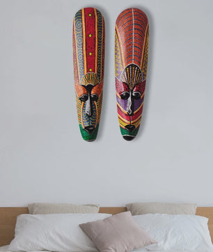 Handgesneden Houten Afrikaans Totem Masker - Unieke Wanddecoratie