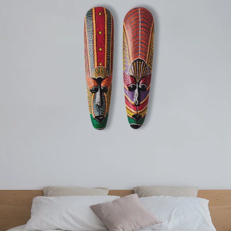Handgesneden Houten Afrikaans Totem Masker - Unieke Wanddecoratie