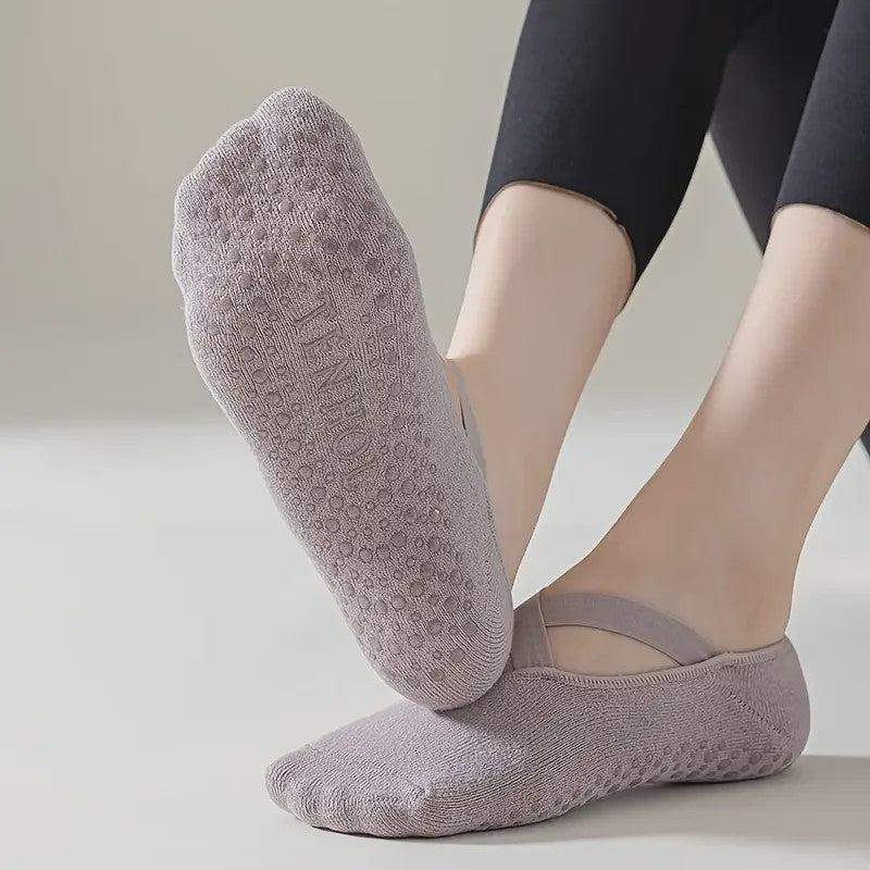 5 Paar Dames Yogakousen met Antislip Siliconen Grip - Ademend Katoen