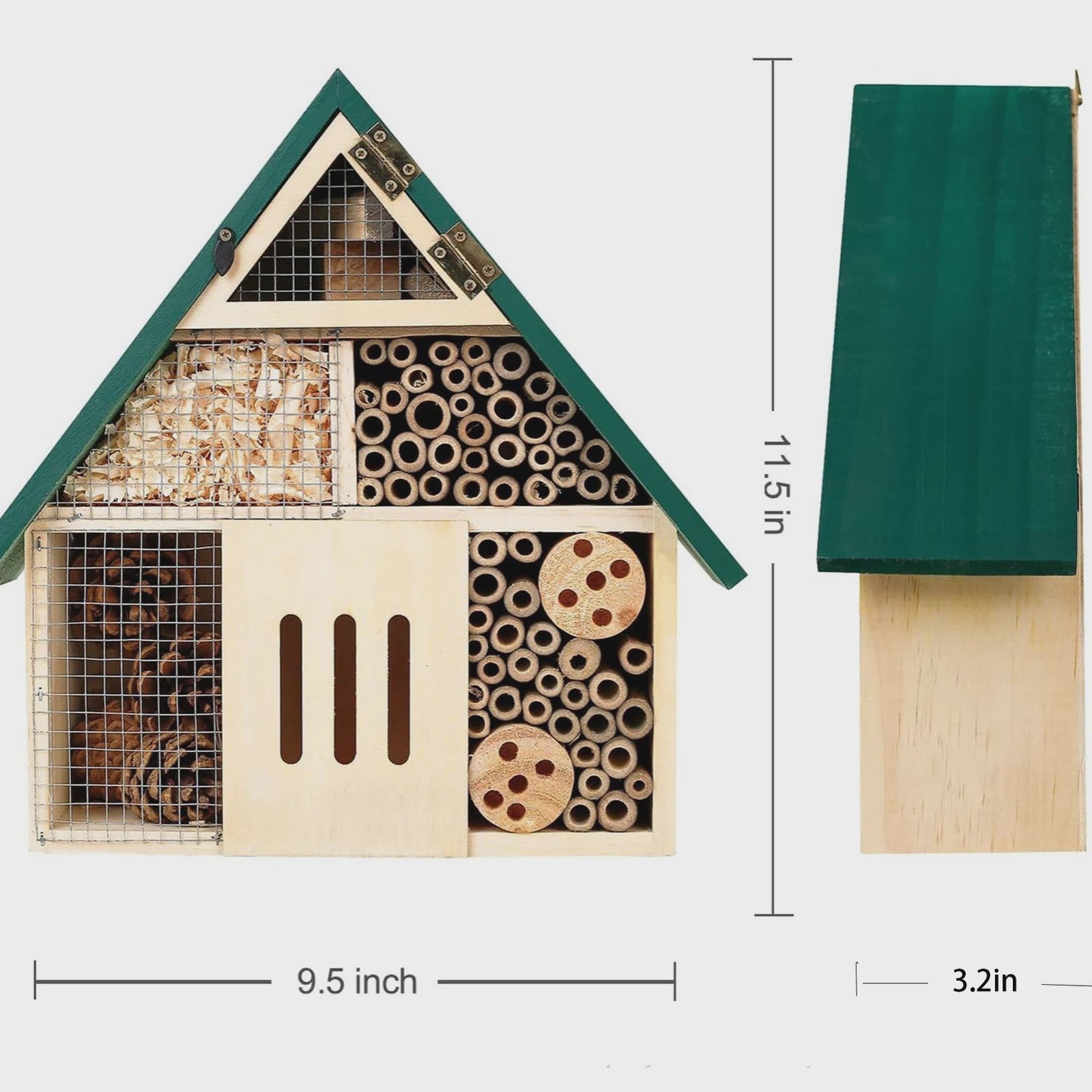 Houten Bijenhotel en Insectenhotel - Weerbestendig - Tuindecoratie voor Bijen, Lieveheersbeestjes en Vlinders